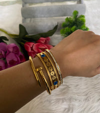 Anti-Tarnish Bracelet Stack Set of 3 - Nail, Evil Eye & Diamond Bangle Stack