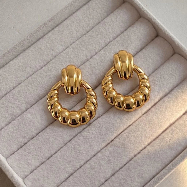 Anti-Tarnish Chunky Gold Hoop Drop Earrings