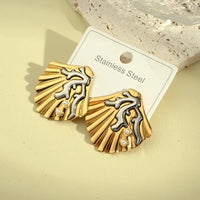 Dual-Tone 304 Stainless Steel 18K Gold Plated Shell Stud Earrings