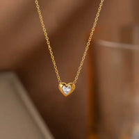 Anti-Tarnish Heart Pendant Necklace — 18K Gold Plated Stainless Steel