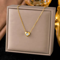 Anti-Tarnish Heart Pendant Necklace — 18K Gold Plated Stainless Steel