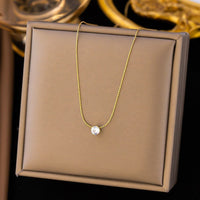 Anti-Tarnish Minimal Zircon Diamond Pendant Necklace