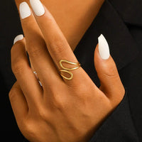 Anti-Tarnish Minimalist Wave Ring – 18K Gold Plated Adjustable Open Swirl Ring