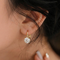 Anti-Tarnish 18K Gold Plated Solitaire Crystal Huggie Hoop Earrings for Women — Skin-Safe
