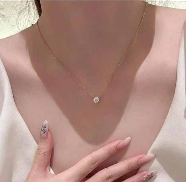 Anti-Tarnish 18K Gold Plated Stainless Steel Zircon Diamond Pendant Necklace for Women