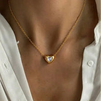 Anti-Tarnish Heart Pendant Necklace — 18K Gold Plated Stainless Steel