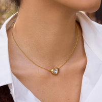 Anti-Tarnish Heart Pendant Necklace — 18K Gold Plated Stainless Steel