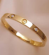 Anti-tarnish gold screw bangle bracelet for women — 18K gold plated stainless steel by Aferando