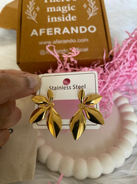 Anti-Tarnish Vintage Flowers Leaf Shaped Stud Earrings