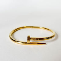 Cartier-Inspired 18K Gold Plated Stainless Steel Nail Bangle Bracelet