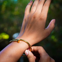 Cartier-Inspired 18K Gold Plated Stainless Steel Nail Bangle Bracelet