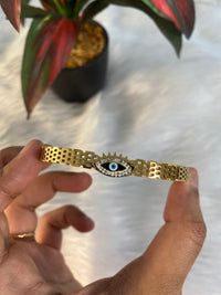 Anti-tarnish Stainless Steel 18k Gold-Plated Diamond-Studded Evil Eye Bracelet