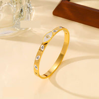 Stainless Steel 18k Gold-Plated Evil Eye Charm Bracelet with Thin Band