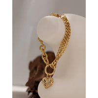 18K Gold Plated Stainless Steel Heart Drop Chain Bracelet