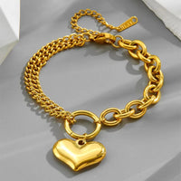 18K Gold Plated Stainless Steel Heart Drop Chain Bracelet