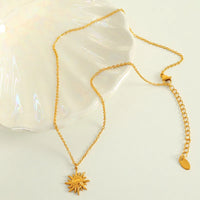 Anti Tarnish 18K Gold Plated Stainless Steel Sun Pendant Necklace