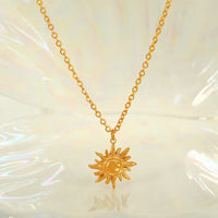 Anti Tarnish 18K Gold Plated Stainless Steel Sun Pendant Necklace