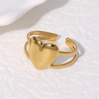 Anti Tarnish Solid Heart Shape Adjustable Ring