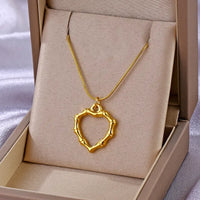 Stainless Steel 18K Gold Plated Heart Pendant Necklace