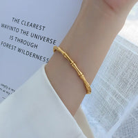 Stainless Steel 18K Gold Plated Luxury Bamboo Snap Bracelet