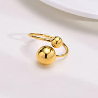 Anti Tarnish Stainless Steel Adjustable Ball 18K Gold Plated Ring for Women