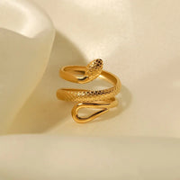 Anti Tarnish Stainless Steel Classic Texture Snake Design Ring