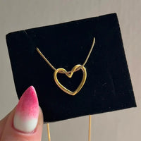 Anti Tarnish Stainless Steel Gold Plated Hollow-out Peach Heart Pendant Necklace