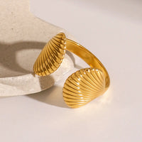 Stainless Steel Shell Beach Style Adjustable Open Ring
