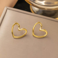 Anti Tarnish 18K Gold Plated Stainless Steel Heart Shaped Stud Earring - Perfect Gift For girls and Women