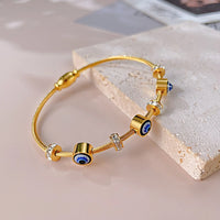Evil Eye Protection 18K Gold Plated Stainless Steel Magnet Twist Bracelet
