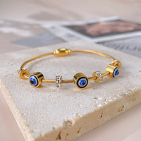 Evil Eye Protection 18K Gold Plated Stainless Steel Magnet Twist Bracelet