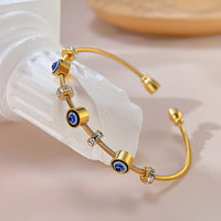 Evil Eye Protection 18K Gold Plated Stainless Steel Magnet Twist Bracelet
