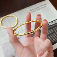 Stainless Steel 18K Gold Plated Luxury Bamboo Snap Bracelet