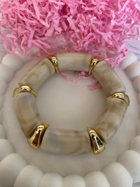 Apricot Resin & Acrylic Smudged Texture Stretch Bracelet