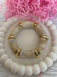 Apricot Resin & Acrylic Smudged Texture Stretch Bracelet