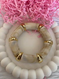 Apricot Resin & Acrylic Smudged Texture Stretch Bracelet