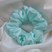 Aqua Green Color Premium Satin Scrunchie Regular Size - Soft & Silky Hair Accessory