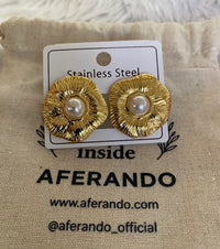 Aurora Statement Pearl Stud Earrings – 18K Gold Plated Titanium Steel