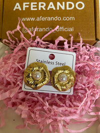 Aurora Statement Pearl Stud Earrings – 18K Gold Plated Titanium Steel