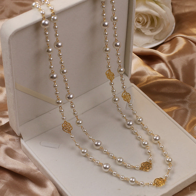 Beautiful Elegant Layered White Pearl Necklace