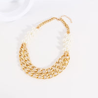 Beautiful Gold Plated Multi Layered Chain Pearl necklace
