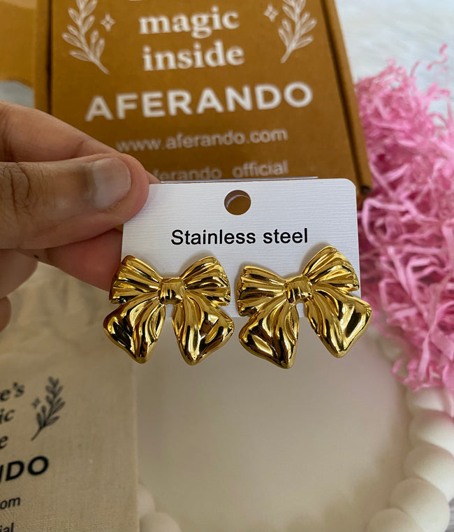 Bella Gold Bow Stud Earrings