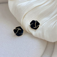Black Camellia Stud Earrings