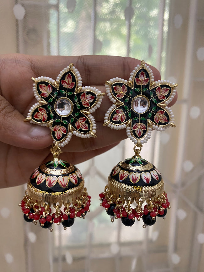 Black Color Star Jhumka Earring For Women