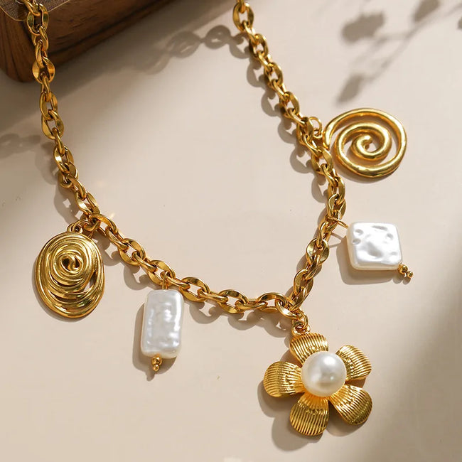 Bloom Charm Anti-Tarnish Pearl Necklace