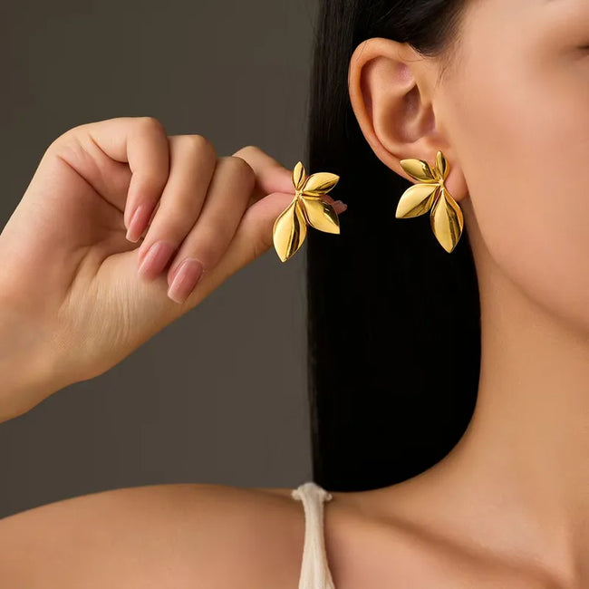 BloomPetal Anti-Tarnish Floral Stud Earrings