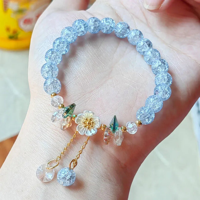 Blue Crystal Beaded Bracelet For Girls