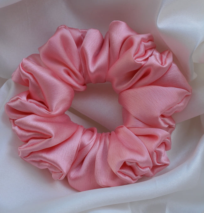 Blush Pink Color Premium Satin Scrunchie Regular Size - Soft & Silky Hair Accessory
