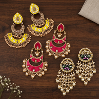 Bollywood Glam Collection — 3 Handcrafted Earring Set (Chandbali + Meenakari)