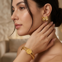 Bow & Butterfly Gold Set — Anti-Tarnish Earrings + Bracelet Combo